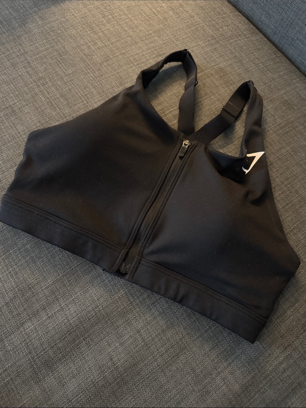 Gymshark Black Front-Zip High-Neck Sports Bra